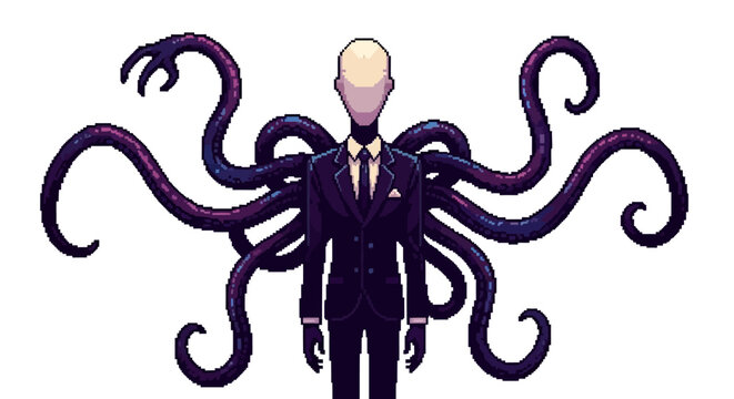 Mysterious Slender Man with Tentacles Illustration.