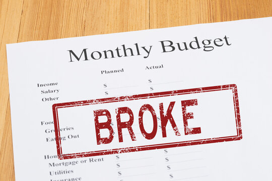 Broke budget financial crisis money problem