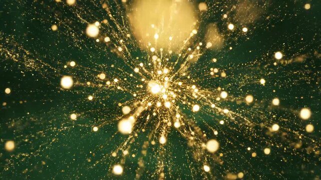 Golden sparkles on green fabric ideal for sleek commercial backgrounds and title sequences