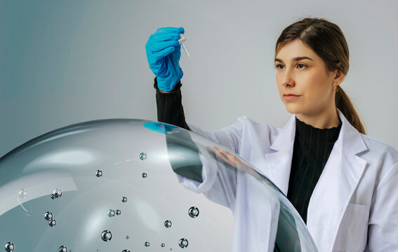 3D lab pipette sphere in controlled biotech testing scene