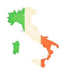 Fototapeta premium Isolated map of Italy with flag in soft grunge and vintage style.