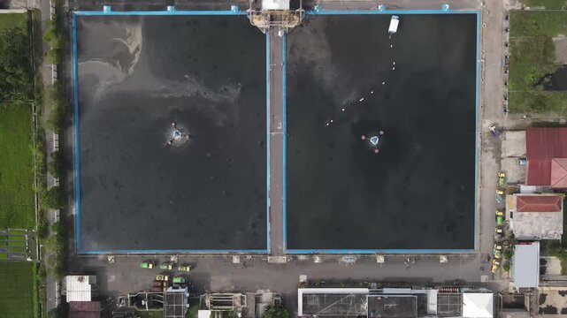 Aerial footage of the Wastewater Treatment Plant in Bantul, Yogyakarta. Its purpose is to prevent water and soil pollution, protect human health, and preserve aquatic ecosystems, allowing for reproces