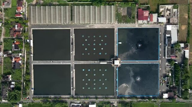 Aerial footage of the Wastewater Treatment Plant in Bantul, Yogyakarta. Its purpose is to prevent water and soil pollution, protect human health, and preserve aquatic ecosystems, allowing for reproces