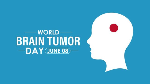 World Brain Tumor Day animation with bold typography and brain graphic, designed for healthcare campaigns and awareness messaging. Animation highlighting neurological disorder awareness.