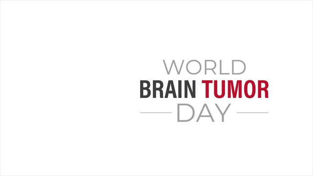 World Brain Tumor Day animation with bold typography and brain graphic, designed for healthcare campaigns and awareness messaging. Animation highlighting neurological disorder awareness.