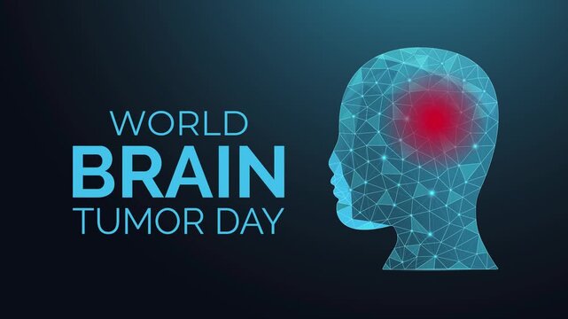 World Brain Tumor Awareness Concept with Human Head low poly Silhouette Animation. Neurological health awareness, medical concept, and healthcare education theme.