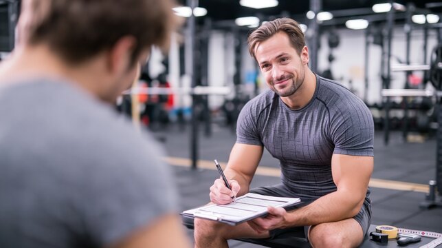 A personal trainer client consultation.