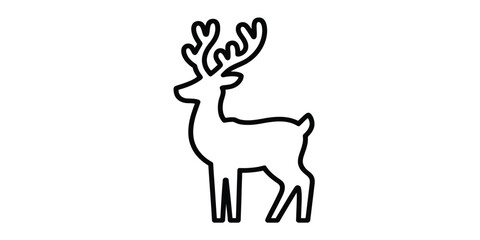 Simple black outline icon of a reindeer with antlers © Vector