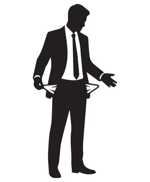Businessman Showing Empty Pockets Financial Crisis Vector