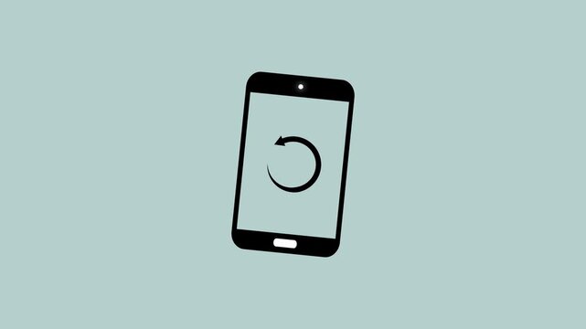 Smartphone animation with loading icon. Smartphone digital progress indicator. Smartphone technology graphic on blue background for mobile application data processing.