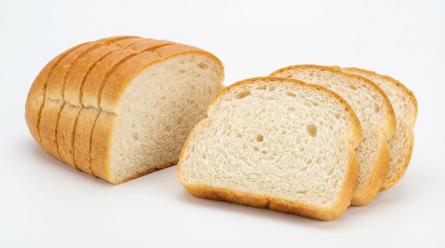 Freshly Baked Sliced White Bread Loaf with Golden Crust and Soft Texture.