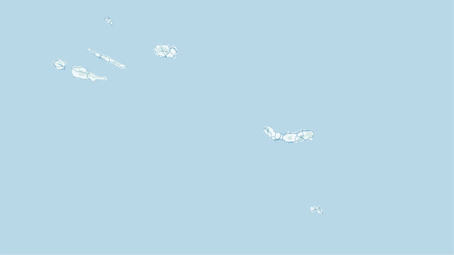 Modern minimalist vector map of Azores, Portugal. High-quality scalable illustration of Ponta Delgada city grid, S&atilde;o Miguel, and Atlantic archipelago for posters.