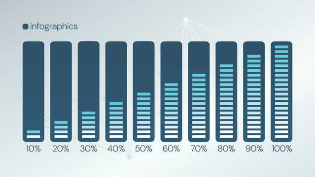 10 20 30 40 50 60 70 80 90 100 percent charts. Vector percentage infographics. Illustrations for business, finance, progress, download, report, web design