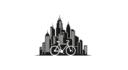 Fototapeta premium Cityscape with bicycle in urban landscape.