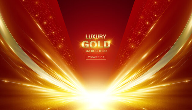 Luxury Modern Design Red And Gold Abstract Background Awward With Light Shapes. Vector EPS File. Perfect background for banner stage, Precentation.
