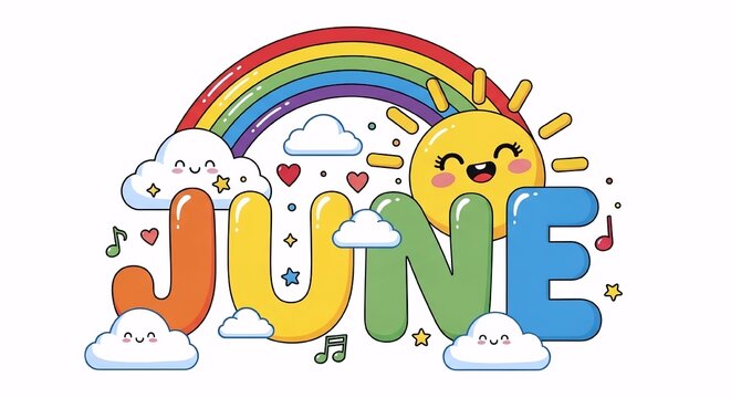Sweet June Vibes Whimsical illustration capturing the essence of a cheerful summer month