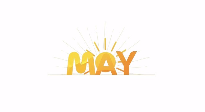 May Month with Radiant Golden Sun Rays and Bright Typography