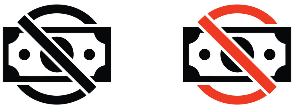 No money icon vector illustration featuring simple prohibition symbol representing financial restriction and cashless concept design