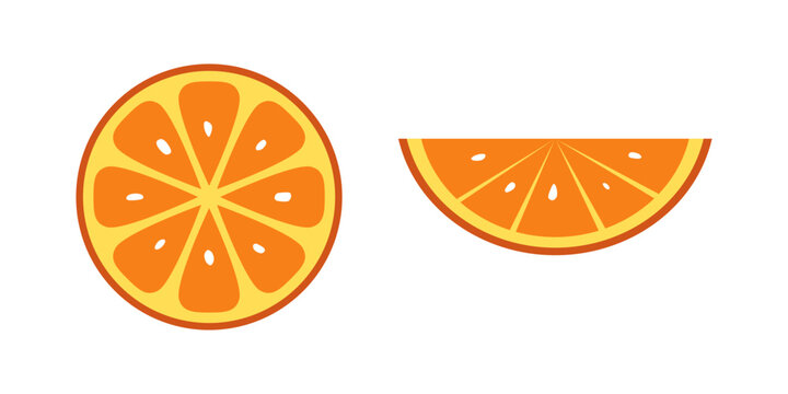 Flat illustration of orange slice and half citrus fruit, bright and fresh design isolated on clean background, perfect for food, health, and summer themes.