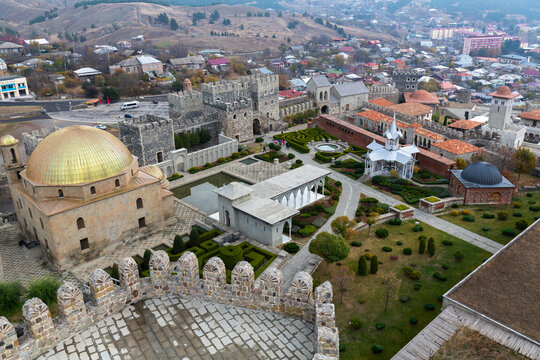 Top view of restored buildings of medieval Rabati castle in Akaltsikhe, Georgia