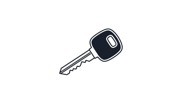Simple black key icon with silver teeth isolated on white