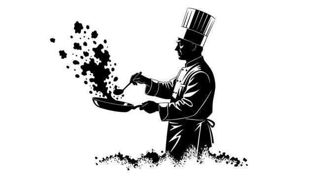 Chef Cooking in Kitchen Uniform.