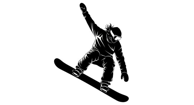 Man doing tricks on snowboard high.