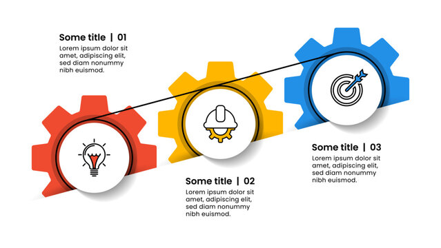Infographic template. 3 gears with icons and text