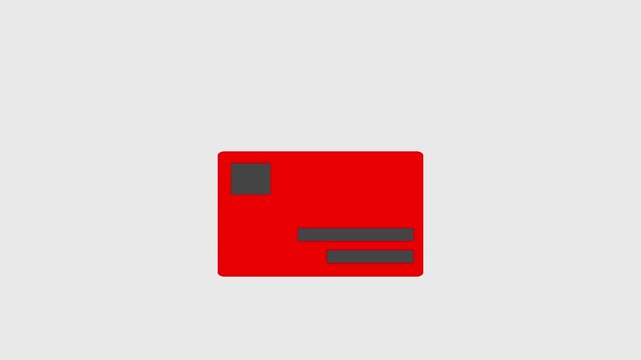 Simplified Red Credit Card Icon: Minimalist design of a red credit card, emphasizing simplicity and clarity, perfect for visual communication.