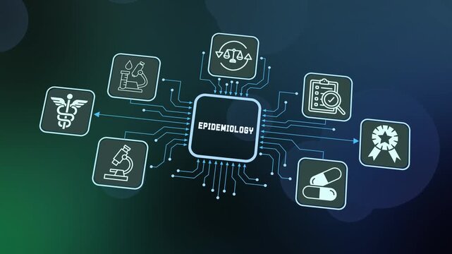 Epidemiology data tracking for public health. Digital network for disease spread analysis, outbreak monitoring, and global health research