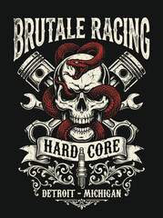 Fototapeta premium BRUTALE RACING skull vector image