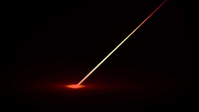 Animation red laser light on black background.