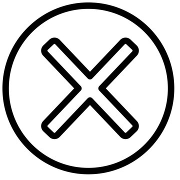 Close Icon in Circle, Cancel Error Cross Mark Outline Vector UI Symbol