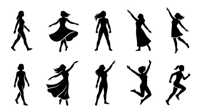 Dancers perform various poses in a lively setting with people dancing