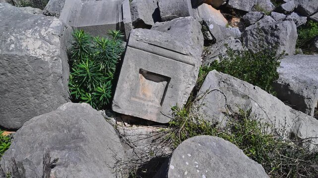 Ancient temple ruins and rubble in Patara, Turkey