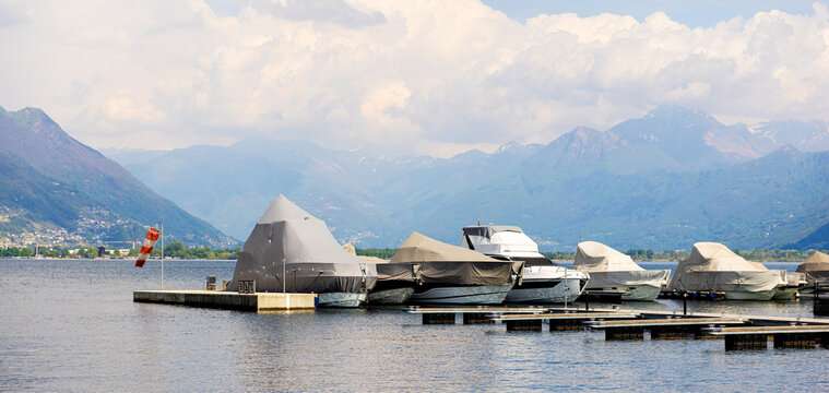 ships on the lago magiore panorama