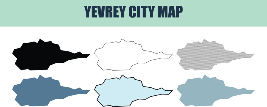Yevrey city map presented in six style fill stock fill stock and line art variations for cartographic design