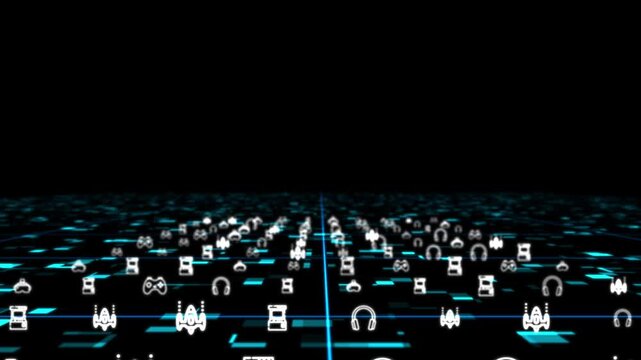 Cyber Realm: A futuristic scene, bathed in a network of digital data streams, with various icons floating. Exploring the digital world in virtual, modern style.