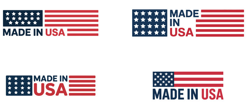 Made in usa flag label american product origin badge illustration set 