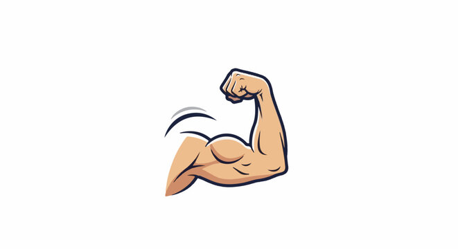 A flexed muscular arm with a clenched fist, showing defined bicep and tricep