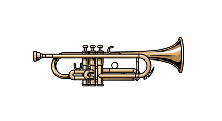 Obraz premium A golden trumpet with three valves, a bell, and a mouthpiece