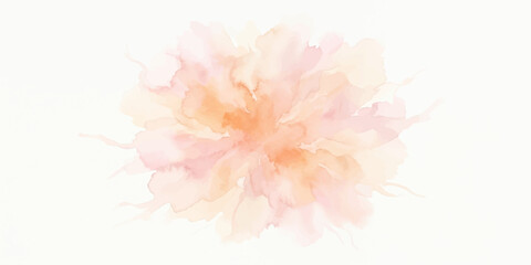 An abstract watercolor painting of a peony in shades of orange and pink. A delicate and ethereal artistic expression, this floral design radiates a sense of tranquility and beauty. © PS  GALLERY 