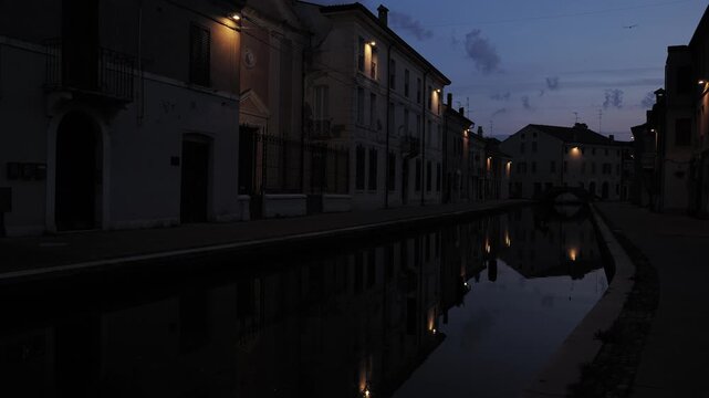 Comacchio, Ferrara, Emilia Romagna, Italy - April 29, 2026 - Views of the lagoon city's historic center
