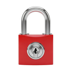 Naklejka premium Red padlock with a distinctive red and black emblem in the center