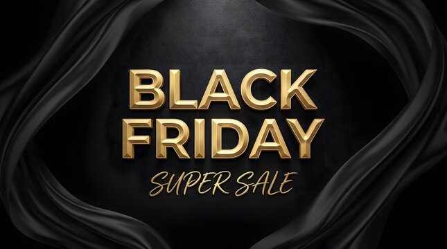 Black friday super sale luxurious gold text on dark background