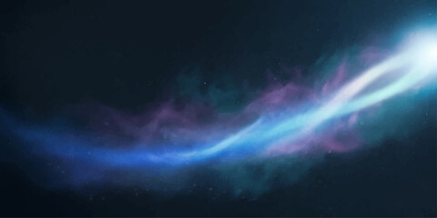 A vivid streak of cosmic energy illuminates the vast, dark expanse, showcasing a symphony of colors, swirls, and dynamic motion. © DAKU MOHARAJ