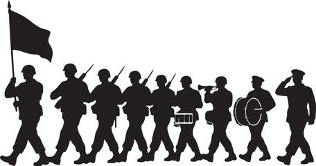 Obraz premium silhouette of armed forces parade marching 