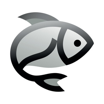 Abstract Fish Symbol with Flowing Curved Lines.