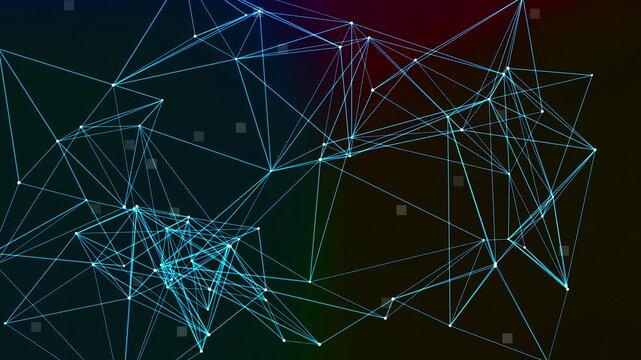 Interconnected Digital Network: A complex network of illuminated lines and nodes dances across a deep, rich canvas of color, symbolizing the intricate connections of our digital world.