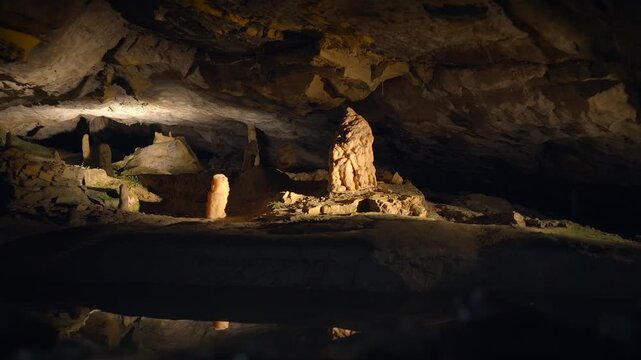cave in the cave with stone rocks walls background